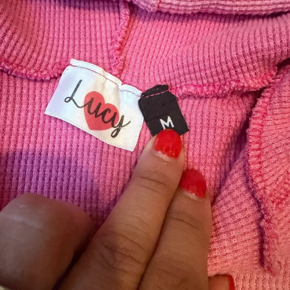 Lucy Pink Hoodie with Rainbow Smiley Patches